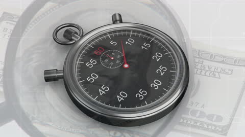Classic Stopwatch and US Dollar Representing Time and Money