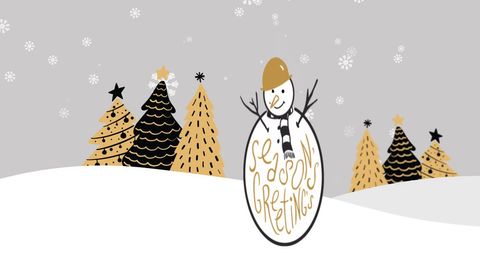 Festive Snowman and Pine Trees for Holiday Greetings - Download Free Stock Images Pikwizard.com