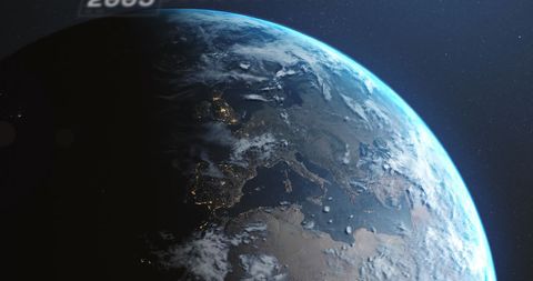 Earth from Space at Night with City Lights and Starry Sky - Download Free Stock Images Pikwizard.com