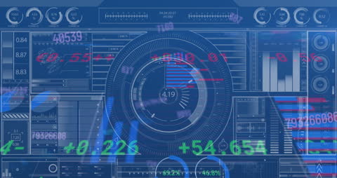 Futuristic Data Processing Interface with Digital Analytics