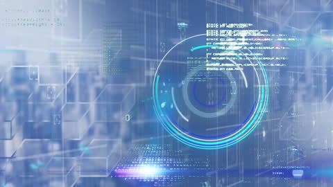 Futuristic Technology Interface with Data and Scanner