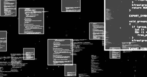 Floating Code Windows on Black Background Visualizing Data Processing - Download Free Stock Images Pikwizard.com