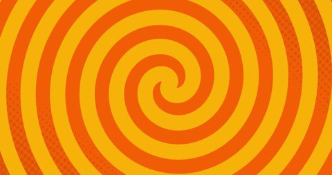 Hypnotic spiral pattern shapes vibrant yellow orange