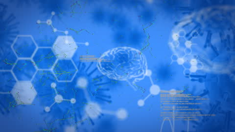 Abstract Digital Visualization of Brain and COVID-19 Cells Overlapping