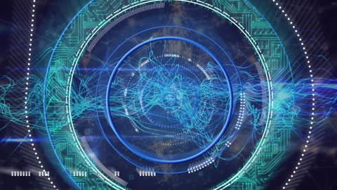 Futuristic Digital Interface with Dynamic Wave Elements