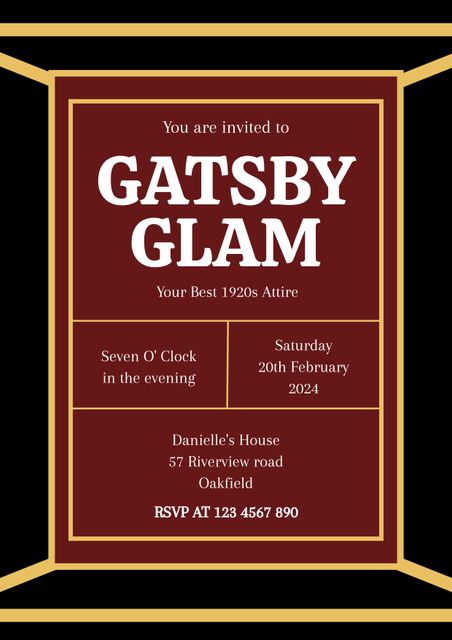 Roaring '20s Gatsby Glam Event Invitation with Art Deco Frame - Download Free Stock Videos Pikwizard.com