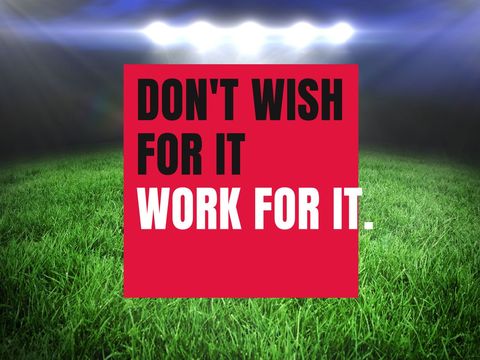 motivational quote on stadium grass encouraging hard work and dedication - Download Free Stock Templates Pikwizard.com