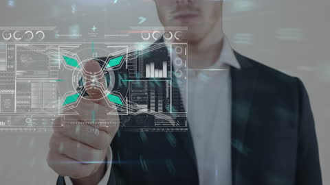Caucasian Businessman Exploring Interactive Digital Interface