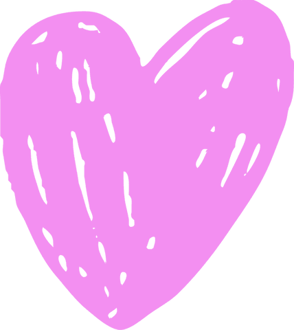 Hand-drawn pink heart icon on transparent background