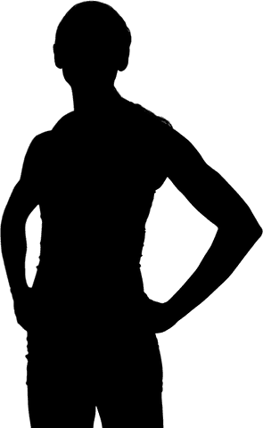 Silhouette of active woman on transparent background engaging in fitness
