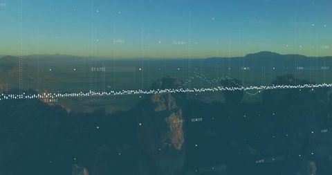 Digital Overlay Data Visualization on Mountain Ridge