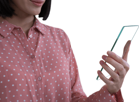 transparent smartphone showing futuristic technology held by woman - Download Free Stock Videos Pikwizard.com