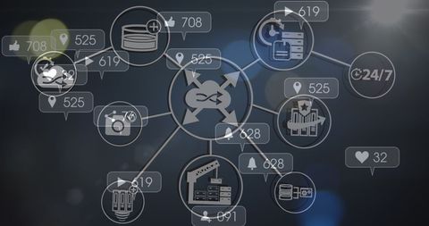 Tech Symbols and Social Media Analytics on Digital Dashboard - Download Free Stock Images Pikwizard.com