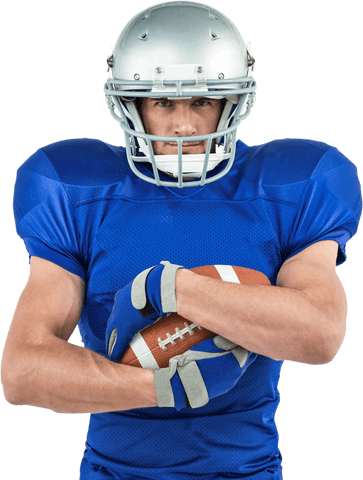 transparent football athlete holding ball in blue gear - Download Free Stock Videos Pikwizard.com