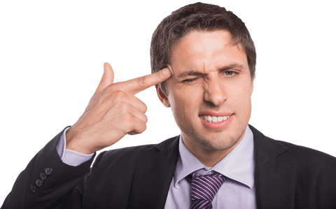 businessman making gun gesture at temple on transparent background - Download Free Stock Videos Pikwizard.com