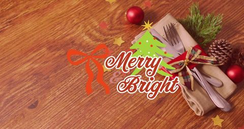 Festive Holiday Dining Concept with Merry and Bright Message