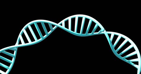 Rotating DNA Strand on Black Background for Science Concepts