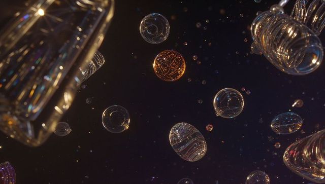 Abstract floating spheres in futuristic space