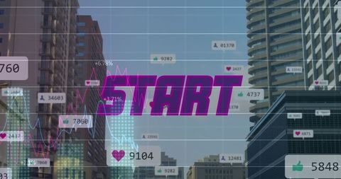 Digital Data Trends Over Urban Cityscape