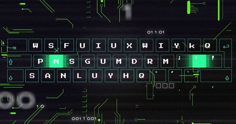 Abstract Digital Glitch Keyboard with Binary Code Overlay - Download Free Stock Images Pikwizard.com