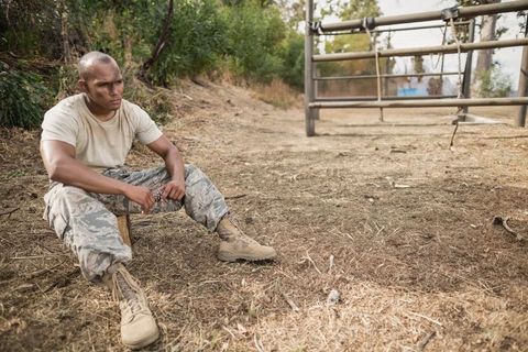 Soldier in Military Training with Open Field Environment