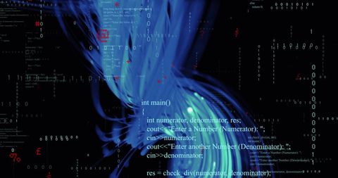 Dynamic Code and Data Representation with Blue Light Trails - Download Free Stock Images Pikwizard.com
