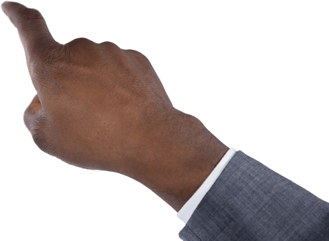 African american hand touching virtual interface transparent