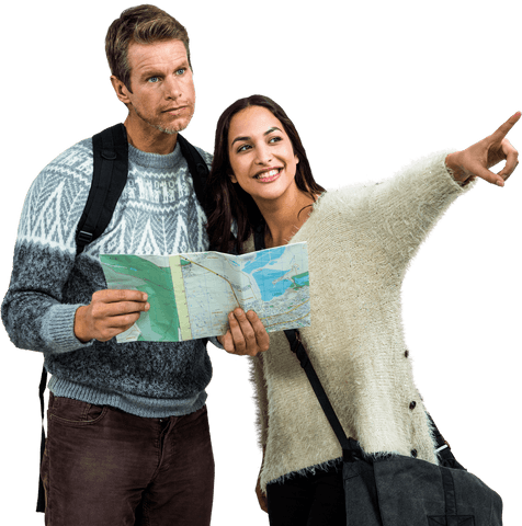 Couple Exploring with Map Transparent Background - Download Free Stock Videos Pikwizard.com