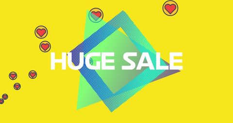 Vibrant Huge Sale Promotion with Playful Hearts Design