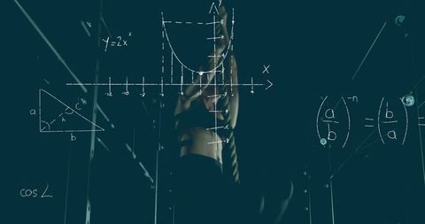 Athlete Climbing Rope with Mathematical Equation Overlay
