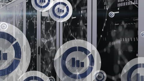 Network Diagram Animation in Modern Server Room