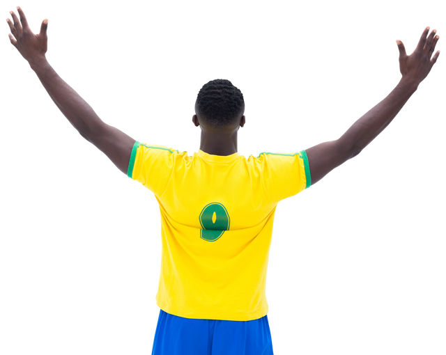 Transparent rear view of football player with arms raised in celebration - Download Free Stock Videos Pikwizard.com