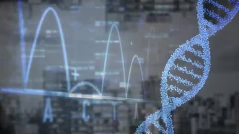 Futuristic Biotech Data Interaction with DNA Helix and Graph Analysis