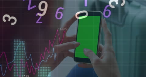Financial Data and Graphs on Smartphone Background