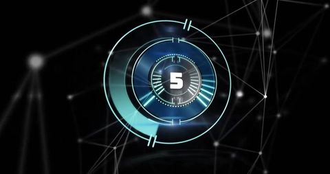 Futuristic Network Connections with Countdown Display