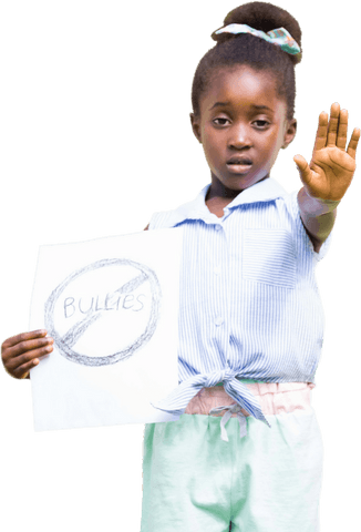 sad african american girl showing anti-bullying sign transparent background - Download Free Stock Videos Pikwizard.com