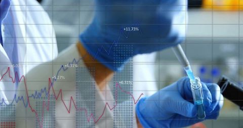 Lab technician measuring chemicals within scientific research facility