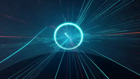 Abstract Pulsing Light Streaks in Futuristic Digital Space