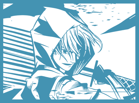 Dynamic fantasy archer silhouette on transparent background