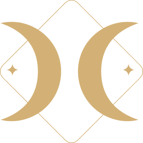 Elegant crescent moons with stars transparent symbol design