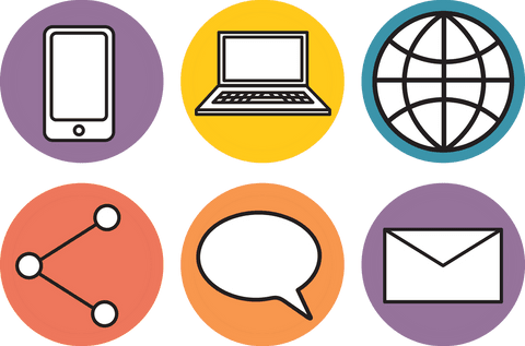 Colorful Transparent Communication and Technology Icons Set - Download Free Stock Videos Pikwizard.com