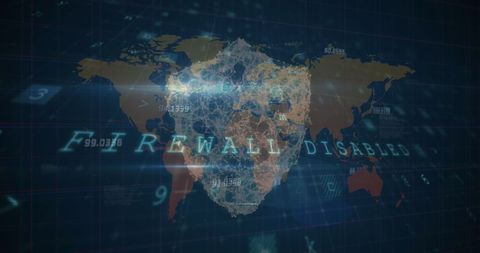 Cybersecurity Concept with World Map Overlay and Firewall Icon - Download Free Stock Images Pikwizard.com