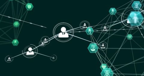 Central user connecting network and medical hexagon nodes for health data visualization