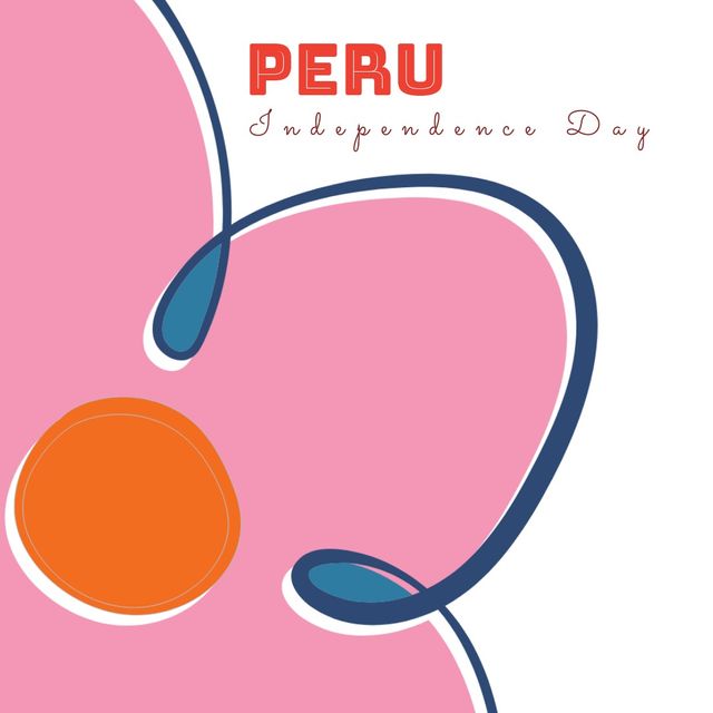 Illustrative image of peru independence day text and flower over white background, copy space. vector, nature, pink, patriotism, celebration, freedom and identity concept.