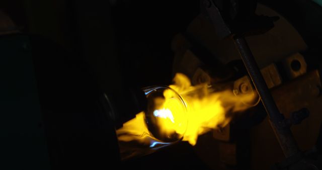 Glassblowing Process with Intense Flame in Dark Workshop - Download Free Stock Images Pikwizard.com