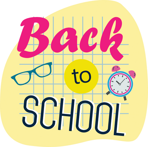 Transparent Back to School Illustration with Glasses and Alarm Clock