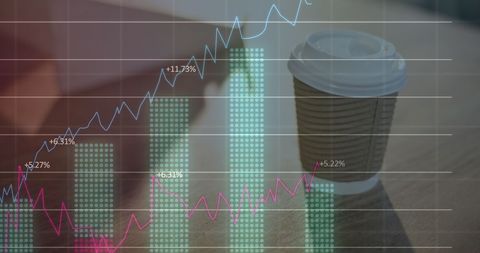 Financial data growth analysis coffee work atmosphere