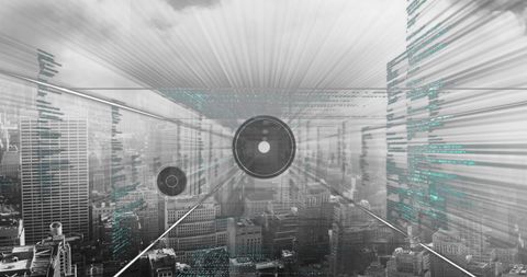 Futuristic smart city data network concept