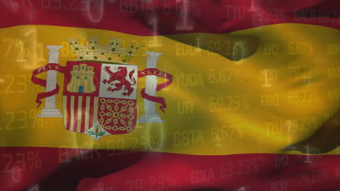 Binary Coding and Financial Data Overlay on Spanish Flag