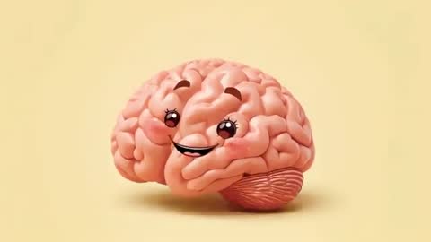 Animated Pink Brain Character Bouncing with Delight